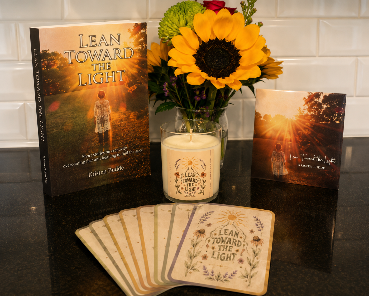 Lean Toward the Light Handmade Candle, Creative Inspo Cards, Book and CD Bundle